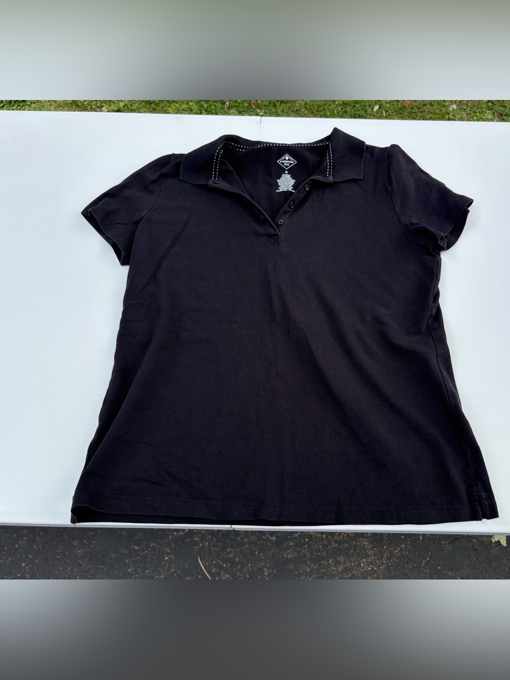 St. John's Bay Black Short Sleeve Polo Button-Down